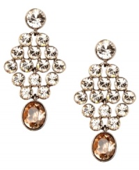 Brilliant shine. The silk glass stones on Givenchy's smoky quartz-colored chandelier earrings provide maximum sparkle. Set in brown gold-plated mixed metal. Approximate drop: 2-1/8 inches. Brilliant shine. The silk glass stones on Givenchy's smoky quartz-colored chandelier earrings provide maximum sparkle. Set in brown gold-plated mixed metal. Approximate drop: 2-1/8 inches.
