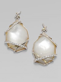 An organically-shaped mother-of-pearl set in sleek sterling silver with white sapphire and 18k gold accents. Mother-of-pearlWhite sapphireSterling silver18k goldDrop, about 1¼Post backImported An organically-shaped mother-of-pearl set in sleek sterling silver with white sapphire and 18k gold accents. Mother-of-pearlWhite sapphireSterling silver18k goldDrop, about 1¼Post backImported