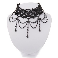 Jet Black Gothic Costume Choker Necklace (Black Tone Metal) Jet Black Gothic Costume Choker Necklace (Black Tone Metal)