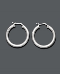 Polished and put together. A classic for your wardrobe -- Giani Bernini's simple hoop earrings add instant style. Crafted in sterling silver. Approximate diameter: 1-1/2 inches. Polished and put together. A classic for your wardrobe -- Giani Bernini's simple hoop earrings add instant style. Crafted in sterling silver. Approximate diameter: 1-1/2 inches.