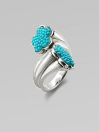 A graduated sterling silver shank with turquoise accented, flower-shaped end caps. TurquoiseSterling silverWidth, about 1Imported A graduated sterling silver shank with turquoise accented, flower-shaped end caps. TurquoiseSterling silverWidth, about 1Imported