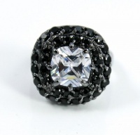City by City Square Cubic Zirconia Cushion Jet Ring Size 7 City by City Square Cubic Zirconia Cushion Jet Ring Size 7
