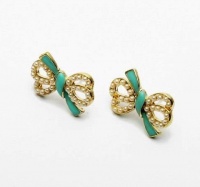 Ribbon Pearl Earrings (Teal) Ribbon Pearl Earrings (Teal)