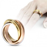 4mm High Polished Stainless Steel Triple Multi Color Band Ring; Comes with Free Gift Box 4mm High Polished Stainless Steel Triple Multi Color Band Ring; Comes with Free Gift Box