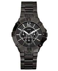 Bold with popping crystal accents: a women's sport watch from GUESS. Bold with popping crystal accents: a women's sport watch from GUESS.