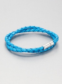 A vibrant and eye-catching collection crafted from specialized Italian leather in an array of colors, and fastened with a highly polished cylindrical pop-tube clasp of rhodium-plated sterling silver.LeatherSterling silver pop tube claspAbout 15 - 16 longMade in the United Kingdom A vibrant and eye-catching collection crafted from specialized Italian leather in an array of colors, and fastened with a highly polished cylindrical pop-tube clasp of rhodium-plated sterling silver.LeatherSterling silver pop tube claspAbout 15 - 16 longMade in the United Kingdom