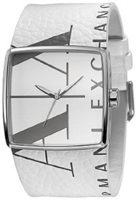 Armani Exchange AX6000 White Leather Strap Logo Dial Watch Armani Exchange AX6000 White Leather Strap Logo Dial Watch