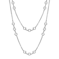 Stainless Steel with Clear Swarovski Crystal Necklace, 39.5 Stainless Steel with Clear Swarovski Crystal Necklace, 39.5