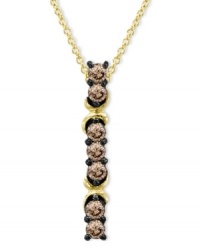 A sweet line of sparkle. Round-cut chocolate diamonds (1/2 ct. t.w.) adorn Le Vian's unique linear pendant. Set in 14k gold. Approximate length: 18 inches. Approximate drop: 1 inch. A sweet line of sparkle. Round-cut chocolate diamonds (1/2 ct. t.w.) adorn Le Vian's unique linear pendant. Set in 14k gold. Approximate length: 18 inches. Approximate drop: 1 inch.