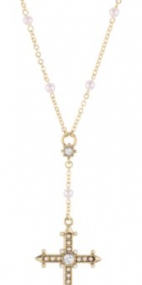 The Vatican Library Collection Crystal Pearl Cross Necklace The Vatican Library Collection Crystal Pearl Cross Necklace