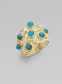 From the Rock Candy Collection. Wispy bands of 18k gold are richly flecked with vibrant bronze turquoise and sparkling diamonds.Diamonds, 0.46 tcw Bronze turquoise 18k gold Length, about 1 Imported From the Rock Candy Collection. Wispy bands of 18k gold are richly flecked with vibrant bronze turquoise and sparkling diamonds.Diamonds, 0.46 tcw Bronze turquoise 18k gold Length, about 1 Imported