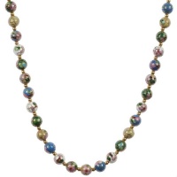 Gold Plated Sterling Silver Light White, Blue, Yellow and Green Cloisonne Necklace, 18 Gold Plated Sterling Silver Light White, Blue, Yellow and Green Cloisonne Necklace, 18