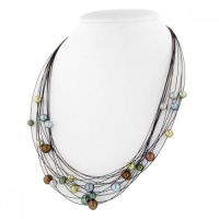 HONORA Sterling Silver and Steel 5-8MM Dark Multi Pearl Necklace HONORA Sterling Silver and Steel 5-8MM Dark Multi Pearl Necklace