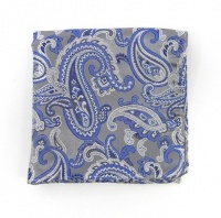 100% Silk Woven Silver Chicago Paisley Pocket Square 100% Silk Woven Silver Chicago Paisley Pocket Square