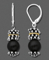 Fashion forward with a lasting appeal. These lever-back drop earrings feature onyx (8 mm) set in 14k gold and sterling silver. Fashion forward with a lasting appeal. These lever-back drop earrings feature onyx (8 mm) set in 14k gold and sterling silver.