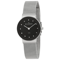 Skagen Women's 358SSSBD Steel Collection Black Glitz Dial Watch Skagen Women's 358SSSBD Steel Collection Black Glitz Dial Watch