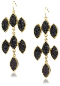KARA by Kara Ross Drusy Chandelier Marquis Earrings, Black KARA by Kara Ross Drusy Chandelier Marquis Earrings, Black