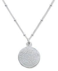 Classical meets contemporary on Studio Silver's intricate medallion pendant. Crafted in sterling silver with a vintage-inspired engraved design and bead chain. Approximate length: 18 inches. Approximate drop: 1/2 inch. Classical meets contemporary on Studio Silver's intricate medallion pendant. Crafted in sterling silver with a vintage-inspired engraved design and bead chain. Approximate length: 18 inches. Approximate drop: 1/2 inch.