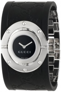 Gucci Women's YA112420 Twirl Medium Steel and Black Rubber Bangle Watch Gucci Women's YA112420 Twirl Medium Steel and Black Rubber Bangle Watch