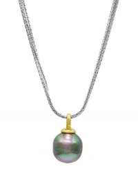 From the island of Mallorca, Spain, comes a gorgeous 5-row sterling silver chain with a gray baroque organic man-made pearl (16 mm). Approximate length: 16-18 inches. Approximate drop: 1 inch. From the island of Mallorca, Spain, comes a gorgeous 5-row sterling silver chain with a gray baroque organic man-made pearl (16 mm). Approximate length: 16-18 inches. Approximate drop: 1 inch.