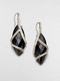 From the Cable Wrap Collection. A stunning, multi-faceted black onyx marquis drop wrapped in cables and brilliant diamonds. Black onyxDiamonds, .39 tcwSterling silverDrop, about 1.18Hook backImported From the Cable Wrap Collection. A stunning, multi-faceted black onyx marquis drop wrapped in cables and brilliant diamonds. Black onyxDiamonds, .39 tcwSterling silverDrop, about 1.18Hook backImported