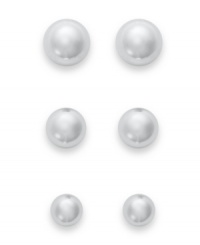 Polish your look for every occasion. Giani Bernini's shiny set of three stud earrings comes in 4, 5 and 6 mm diameters. Set in sterling silver with a post backing. Polish your look for every occasion. Giani Bernini's shiny set of three stud earrings comes in 4, 5 and 6 mm diameters. Set in sterling silver with a post backing.