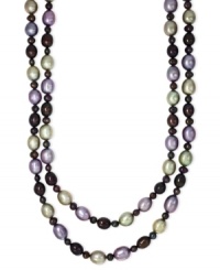 Contemporary and chic. EFFY Collection takes a traditional pearl necklace and gives it a modern spin with two vibrant strands of multicolored dyed cultured freshwater pearls (4-8 mm). Set in sterling silver. Approximate length: 18 inches. Contemporary and chic. EFFY Collection takes a traditional pearl necklace and gives it a modern spin with two vibrant strands of multicolored dyed cultured freshwater pearls (4-8 mm). Set in sterling silver. Approximate length: 18 inches.