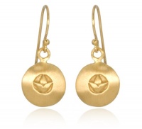 Satya Jewelry Deeply Carved Lotus 24k Yellow Gold Plate Earrings Satya Jewelry Deeply Carved Lotus 24k Yellow Gold Plate Earrings