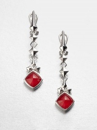From the Superstud Collection. Long spikey stud settings of rhodium-plated sterling silver hold bright faceted stones that combine clear quartz crystal and coral-color glass crystal in this elegant yet edgy design.Clear quartz crystalRed coral-color crystalRhodium-plated sterling silverLength, about 2.25Post-and-hinge backImported From the Superstud Collection. Long spikey stud settings of rhodium-plated sterling silver hold bright faceted stones that combine clear quartz crystal and coral-color glass crystal in this elegant yet edgy design.Clear quartz crystalRed coral-color crystalRhodium-plated sterling silverLength, about 2.25Post-and-hinge backImported