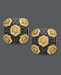 1950s style combines with rich sparkle. These vintage-inspired stud earrings feature round-cut yellow diamond (1 ct. t.w.) flowers dusted with black diamond accents. Earrings crafted in 14k gold. Approximate diameter: 1/2 inch. 1950s style combines with rich sparkle. These vintage-inspired stud earrings feature round-cut yellow diamond (1 ct. t.w.) flowers dusted with black diamond accents. Earrings crafted in 14k gold. Approximate diameter: 1/2 inch.