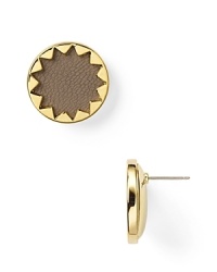 House of Harlow's leather inlaid Sunburst studs capture modern hippie style. House of Harlow's leather inlaid Sunburst studs capture modern hippie style.