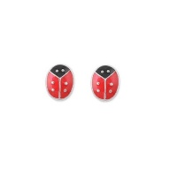 Red Lady Bug Sterling Silver Children Girls Stud Earrings