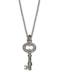 Unlock the key to endless sparkle! This Juicy Couture pendant necklace boasts a key charm embellished with crystal accents. Crafted in silver tone mixed metal. Approximate length: 16 inches + 3-inch extender. Approximate drop: 1 inch. Unlock the key to endless sparkle! This Juicy Couture pendant necklace boasts a key charm embellished with crystal accents. Crafted in silver tone mixed metal. Approximate length: 16 inches + 3-inch extender. Approximate drop: 1 inch.