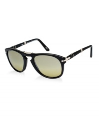 This black style by Persol features crystal, gradient, green photochromic polarized lenses. Photochromic polarized lenses provide clear vision while blocking glare and adapting to any type of light, indoors and out. This frame also folds in three places (nose bridge, temple, half-way at the arm) to be more compact. This black style by Persol features crystal, gradient, green photochromic polarized lenses. Photochromic polarized lenses provide clear vision while blocking glare and adapting to any type of light, indoors and out. This frame also folds in three places (nose bridge, temple, half-way at the arm) to be more compact.