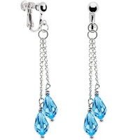Handcrafted Aqua Droplet Chain Clip Earrings MADE WITH SWAROVSKI ELEMENTS Handcrafted Aqua Droplet Chain Clip Earrings MADE WITH SWAROVSKI ELEMENTS