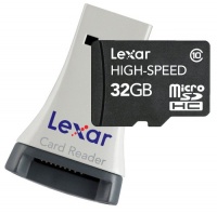 Lexar High-Speed MicroSDHC 32GB Flash Memory Card with Reader LSDMI32GBSBNAR Lexar High-Speed MicroSDHC 32GB Flash Memory Card with Reader LSDMI32GBSBNAR