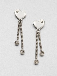 Be sweetheart in this stone accented heart design. Glass stoneSilver-plated brassDrop, about 1.4Post backImported Be sweetheart in this stone accented heart design. Glass stoneSilver-plated brassDrop, about 1.4Post backImported