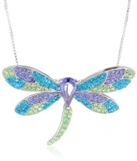 Carnevale Sterling Silver Dragonfly with Swarovski Elements Pendant Necklace, 18 Carnevale Sterling Silver Dragonfly with Swarovski Elements Pendant Necklace, 18
