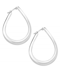 Subtle and stylish. A teardrop silhouette helps these large, flat hoop earrings reach the heights of elegance. Crafted from sterling silver. Approximate drop: 1-1/2 inches. Approximate diameter: 1 inch.