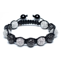 Bling Jewelry Shamballa Inspired Bracelet Unisex Black White Crystal Beads 12mm Bling Jewelry Shamballa Inspired Bracelet Unisex Black White Crystal Beads 12mm