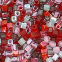 Miyuki 4mm Glass Cube Beads Color Mix Strawberry Fields Pinks Reds 10 Grams Miyuki 4mm Glass Cube Beads Color Mix Strawberry Fields Pinks Reds 10 Grams