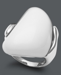 Smooth, sleek and refined. A polished white agate stone (18 mm x 26 mm) adorns this fluid sterling silver ring. Size 7. Smooth, sleek and refined. A polished white agate stone (18 mm x 26 mm) adorns this fluid sterling silver ring. Size 7.