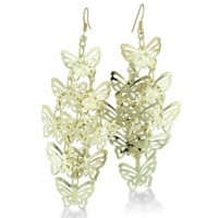 Shiny Lightweight Golden Tone Butterfly Dangle Earrings Shiny Lightweight Golden Tone Butterfly Dangle Earrings