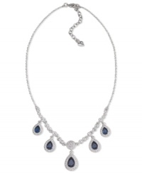Carolee necklace illuminates your neckline with its breathtaking frontal design highlighting five pear-cut blue glass stones with clear accents. Set in silver tone imitation rhodium mixed metal. Approximate length: 16 inches + 2-inch extender. Approximate drop: 3/4 inch. Carolee necklace illuminates your neckline with its breathtaking frontal design highlighting five pear-cut blue glass stones with clear accents. Set in silver tone imitation rhodium mixed metal. Approximate length: 16 inches + 2-inch extender. Approximate drop: 3/4 inch.