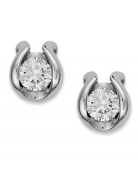 Complement any look with a little sparkle. Sirena's pretty stud earrings feature a 14k white gold bezel setting with round-cut diamonds inside (1/2 ct. t.w.). Approximate diameter: 3/4 inch. Complement any look with a little sparkle. Sirena's pretty stud earrings feature a 14k white gold bezel setting with round-cut diamonds inside (1/2 ct. t.w.). Approximate diameter: 3/4 inch.