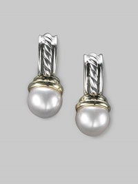 From the Petite Hampton Collection. Lustrous cultured pearls drop from elegant cables of sterling silver with 14k gold accents. White round cultured pearls Sterling silver and 14k yellow gold Post back Made in USA From the Petite Hampton Collection. Lustrous cultured pearls drop from elegant cables of sterling silver with 14k gold accents. White round cultured pearls Sterling silver and 14k yellow gold Post back Made in USA
