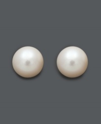 Frame your face with polished pearls. Simple studs feature single AA+ cultured freshwater pearls (12-13 mm) in a 14k gold post setting. Frame your face with polished pearls. Simple studs feature single AA+ cultured freshwater pearls (12-13 mm) in a 14k gold post setting.