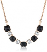 Anne Klein Gold-Tone Black Cushion Cut Frontal Necklace, 16 Anne Klein Gold-Tone Black Cushion Cut Frontal Necklace, 16