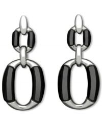 Retro chic. These vintage-inspired earrings feature two cut-out oval tiers crafted from sterling silver and onyx (11-1/2 ct. t.w.). Approximate drop: 2 inches.