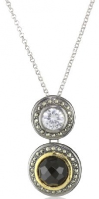 Judith Jack Midnight Sterling Silver-Gold Plate Double Drop Pendant Necklace